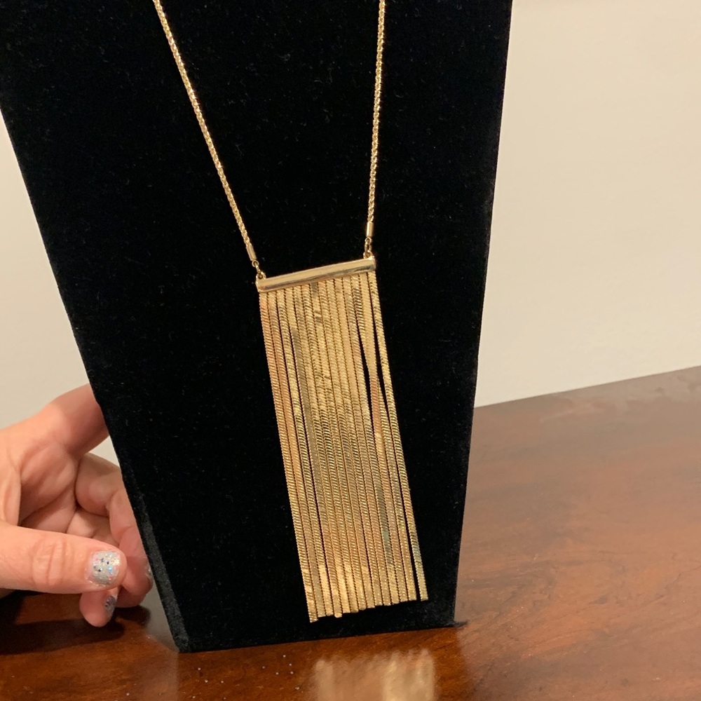 Max and Zoe Elegant Gold tone high end costume 30”  Fringe Necklace